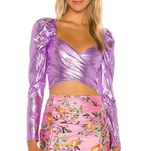 Lavender/lilac metallic crop top
